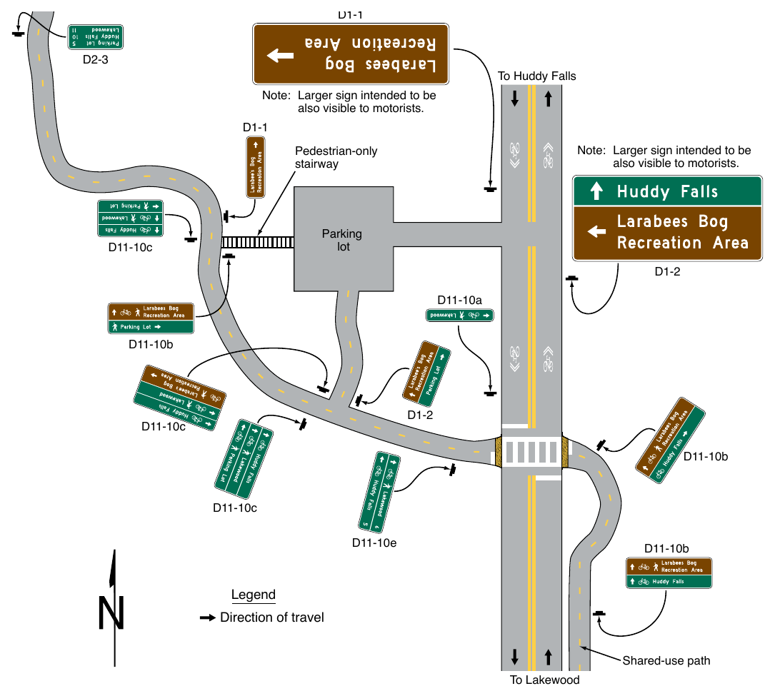 Figure 9D-6. Examples of Destination Guide Signs for Shared-Use Paths To Larabee’s Bog