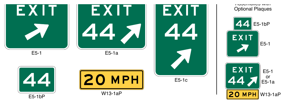 Figure 2E-15. Exit Gore Signs and Plaques Exit Gore Sign Assemblies with Optional Plaques