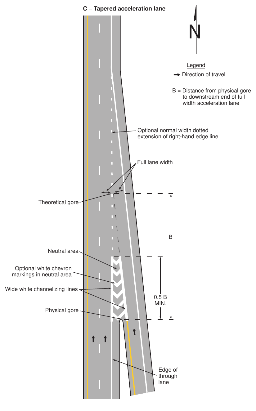 Figure 3B-10(VA). Examples of Dotted Line and Channelizing Line Applications for Entrance Ramp Markings (Sheet 2 of 2)